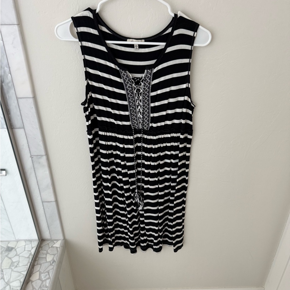 Max Studio Black and White Striped Tank Top